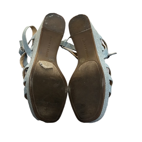 Lucky Brand Carlisha Raffia Desert Sage Sculpted Platform Wedge Sandals Size 7.5 - Picture 5 of 9